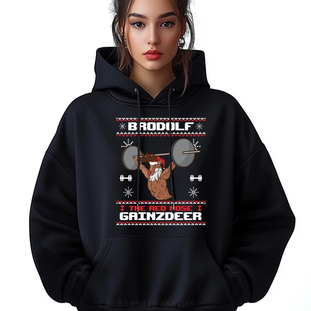 

Brodolf The Red Nose Gainzdeer Gym Ugly Christmas Sweater Designer Hoodies Hoodies Men Plus Size Memorial Day