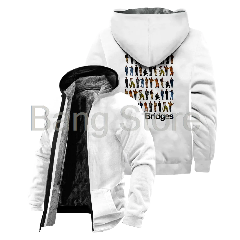 Leon Bridges Evolution of LB Zipper Jacket Unisex Long Sleeve Thickened Winter Parka Streetwear Coat