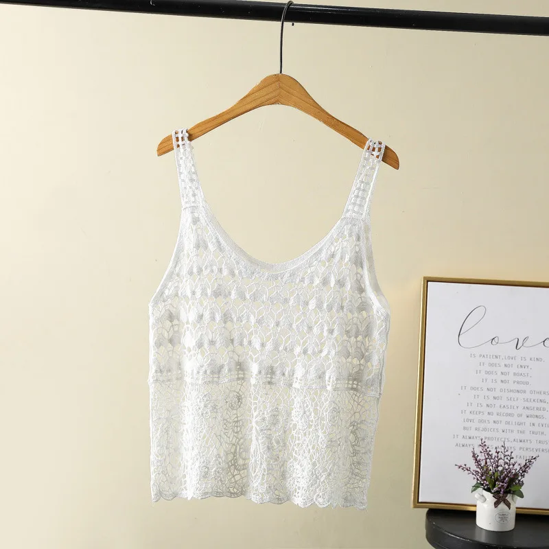 Hollow Vest Women'S Knitted Spring And Summer New Japanese Style Fresh LoosevCollar Sleeveless Waistcoat Short Camisole