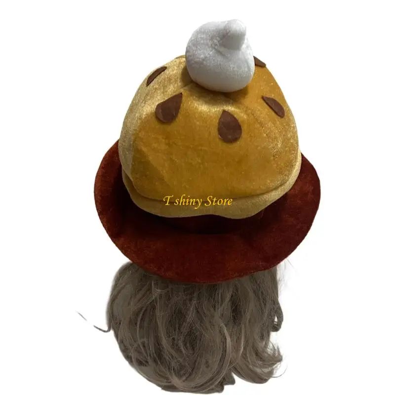 N58F piękny kapelusz z dyni rekwizyty kostiumowe z kremowymi detalami na festiwal Halloween dla dorosłych odgrywanie ról sesje