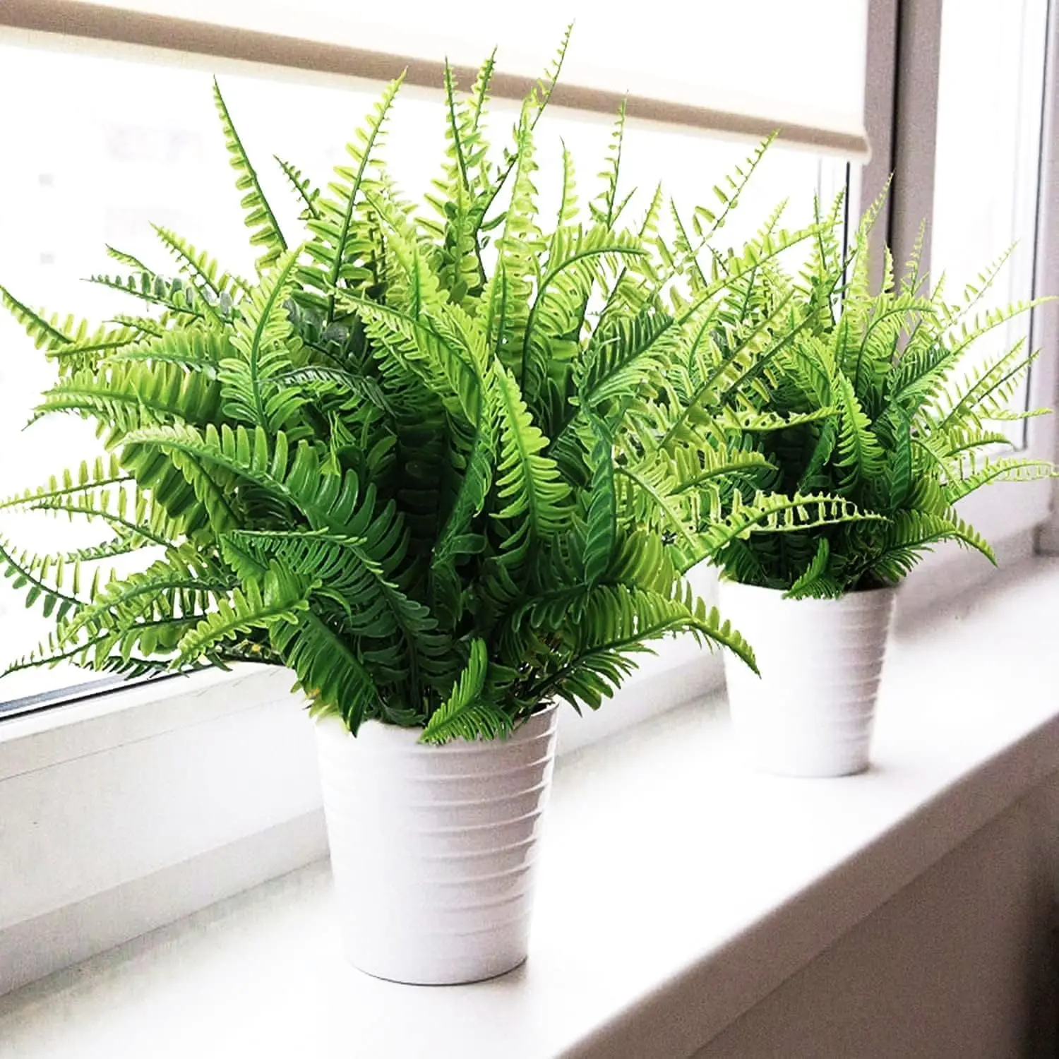 Imagem -03 - Plantas Artificiais para ao ar Livre Fake Boston Fern Flores uv 12 Pacotes