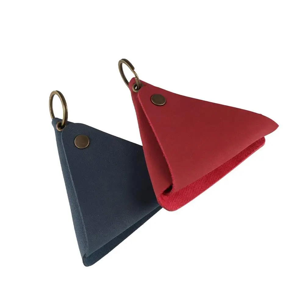 Portable Korean Style PU Leather Coin Purse Solid Color Wallet Small Item Bag Card Bag Coin Purse Triangle Coin Purse Men