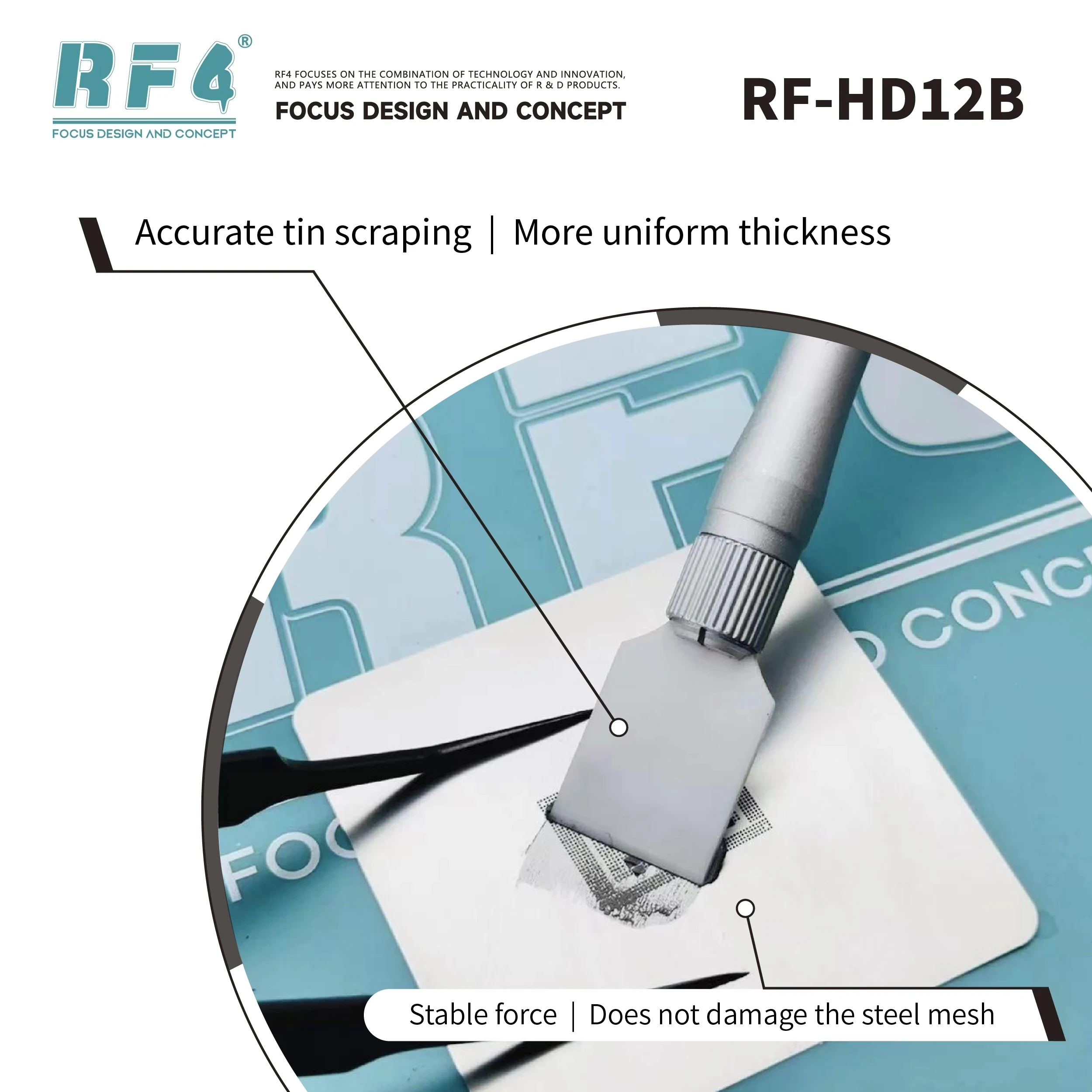 RF4 RF-HD12B Tin Scraping knife Tool Ceramic Materil Blade No Scratching for Steel Mesh Tin Planting Phone Repair Hand Tool
