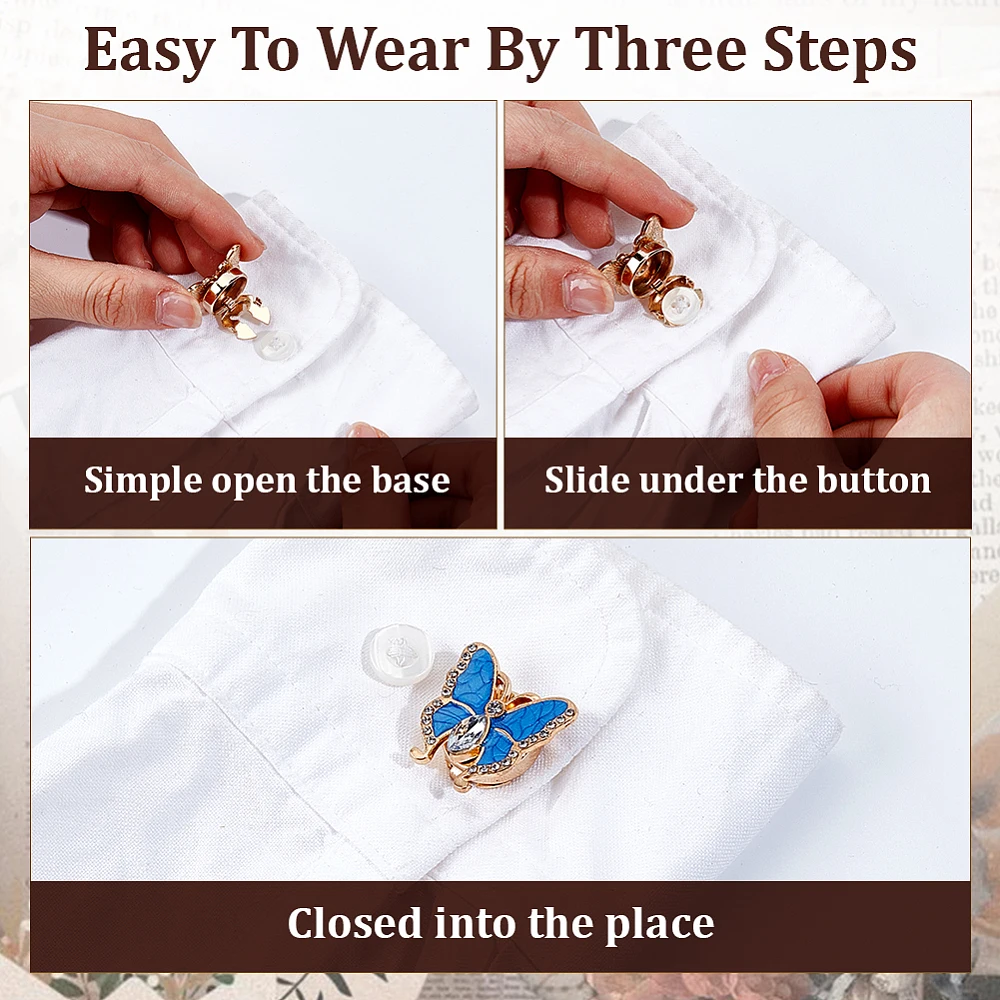 6 stuks 3 kleuren vlinderknopc - Sew On Rhinestone recensie en prijs