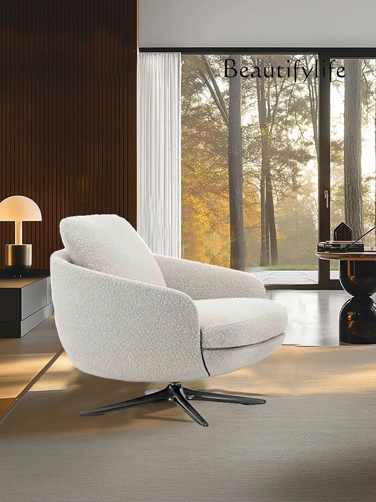 Italian simple single chair light luxury art small apartment creative leisure balcony fabric living room rotation