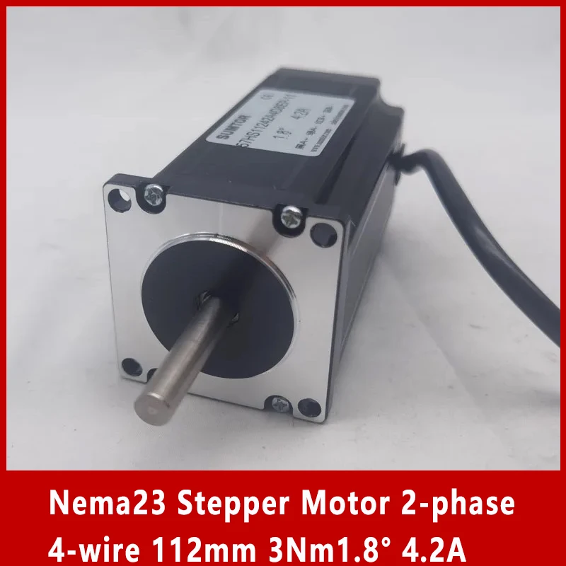 

Nema23 Stepper Motor 2-phase 4-wire 112mm 3Nm1.8° 4.2A Shaft length 37mm Single Shaft Diameter 8mm High Performance Hybrid Motor