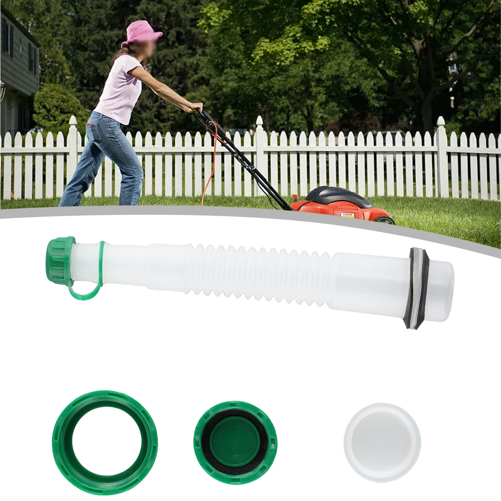 Fuel Spout with Cap & Vent Kit for 1L Mix Bottle, ABS Plastic Flexible Refueling Tool, Easy Install, Gas Can Spare Parts