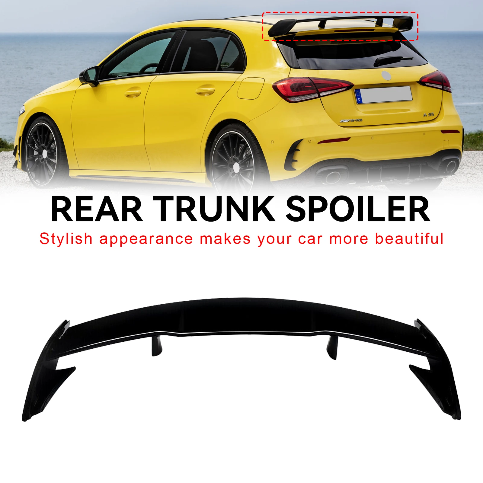 Topteng Black Rear Roof Spoiler Wing for Mercedes A Class W176 2013 2014 2015 2016 2017 2018 AMG Style