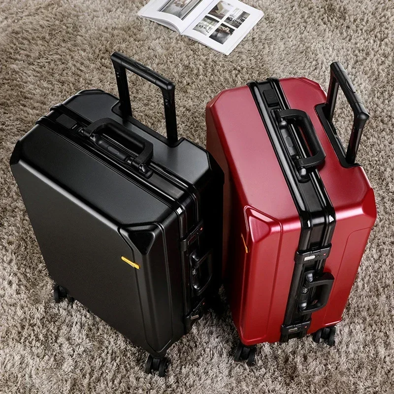 

20/24/26/28 Inch Fashion Bag Capacity Rolling Aluminum Frame USB Charging Trolley Suitcase Students Password Travel Case Luggage