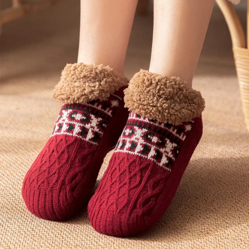 

Thermal Socks Women Fluffy Fuzzy Sleeping Winter Warm Plush Non Slip Grip Thick Soft Female Floor Comfy Slippers Men Male Amagi