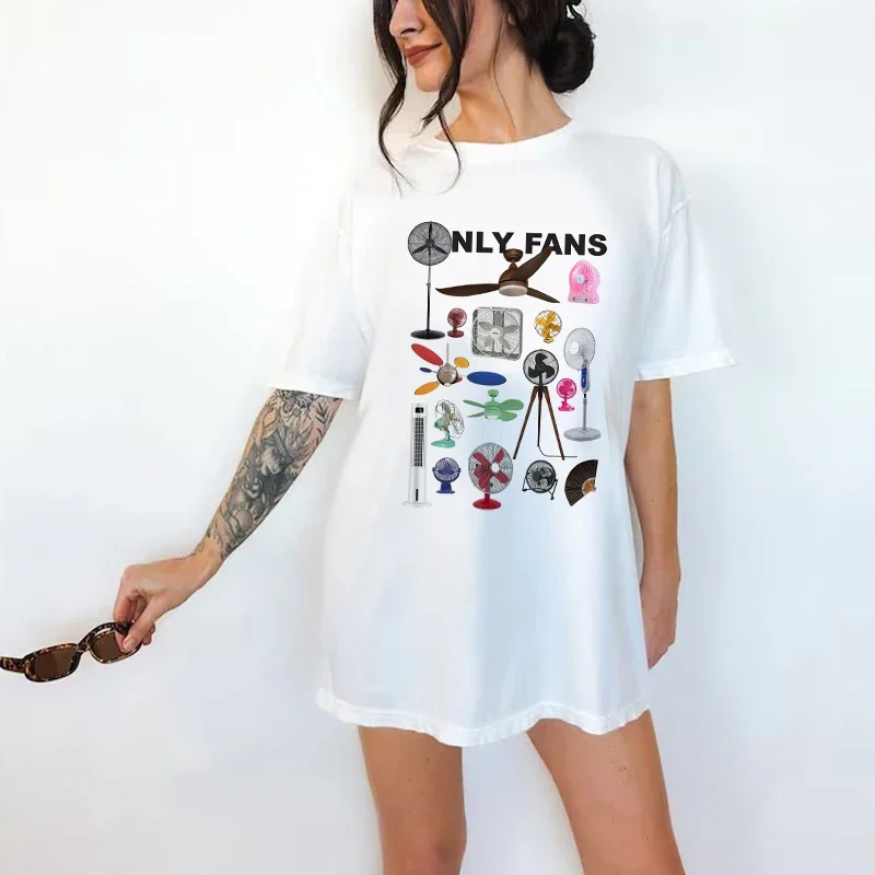 المشجعين فقط-المرأة س الرقبة قمم الرسم ، الإناث تي شيرت ، المتناثرو ، قصيرة الأكمام ، فضفاضة ، عارضة ، خمر ، الصيف ، جديد #3