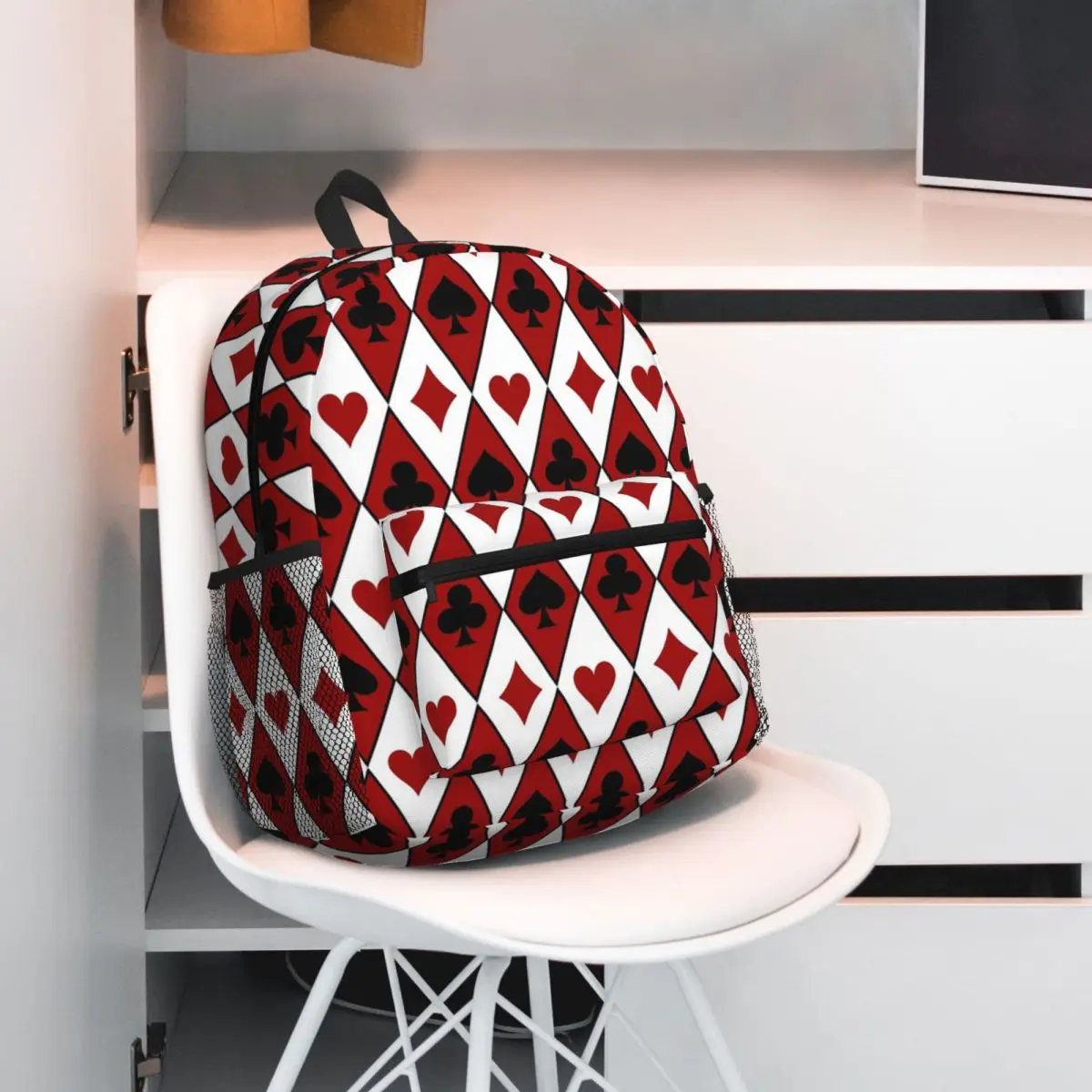 Deck Of Poker Playing Cards Pattern Student Backpack School Bag Hiking Travel Daypack for Men Women Bookbag Shoulder Bags