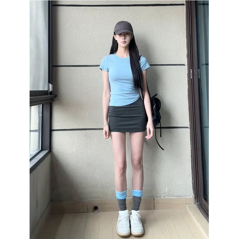 Kobiety Wysoka talia Wąska krótka spódniczka Seksowne obcisłe spódniczki biodrowe Sportowe kuloty Split Wakacje A-line Casual Prosta mini spódniczka