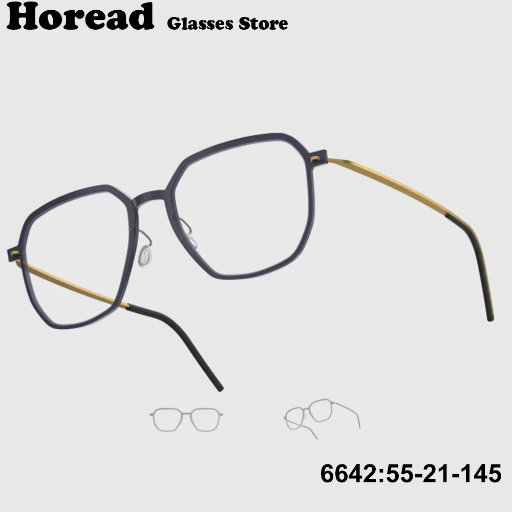 Oversize Men Polygon Glasses Frame 6642 Ultralight Titanium Acetate Unique Eyeglasses Business Spectacles Clear Eyewear Denmark