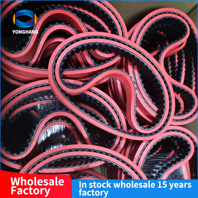 T10-480 T10-560 225L100 255L100 270L100 240L100 300L100 Seamless pull down timing Belt tooth belt with Red Coated