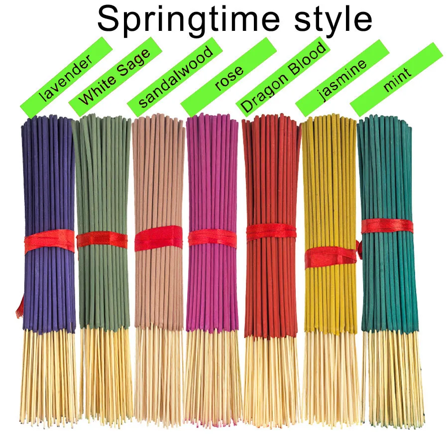 7 Sets mit je 140 Räucherstäbchen, Erhältlich in vier Saison-Sets: Rose, Lavendel, Sandelholz, Jasmin, Minze, Kirschblüten, Kräuter und Drachenblut-Holz, mit je 20 Stäbchen pro Packung, Geeignet für