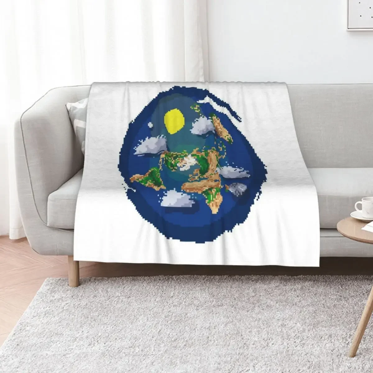 

Flat Earth Map Pixel Art (clear backround) Throw Blanket Decorative Beds for babies decorative Flannels Blankets