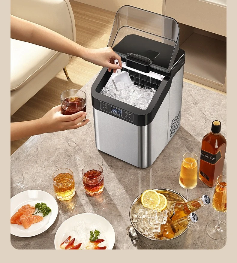 

Ice machine, fully automatic household, square ice small milk tea shop, stall ice cube bottled water