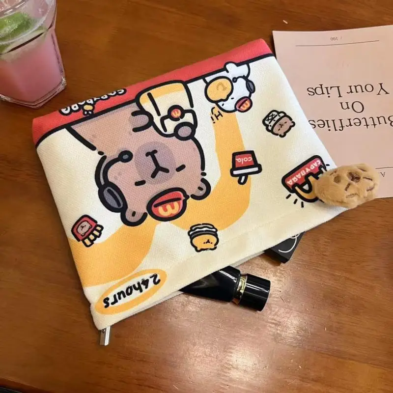 

New Cute Capybara Makeup Bag Cosmetic Bag Canvas Storage Bag Portable Travel Washing Bags