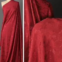 Red Imitation Acetic Acid Jacquard Spring and Autumn Qipao Soft Wrinkle Resistant Smooth Dress Jacket with Antique Fabric