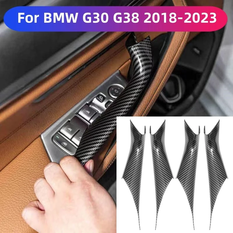 

2/4PCS Car Inner By Pull Handle Panel Pull Trim Covers Auto Accessories Fit For BMW 5 Series G30 G38 2018- 2023 Carbon fiber