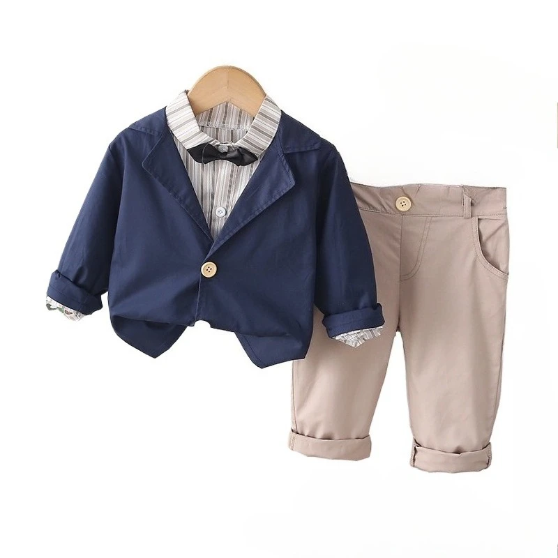 New Spring Autumn Baby Clothes Set Children Boys Coat Shirt Pants 3Pcs/Set Kids Gentleman Suit Infant Outfits Toddler Clothing