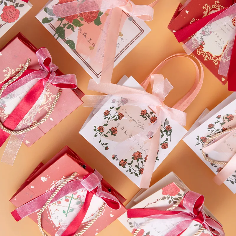 Customized. New Wedding Hand Bag Wedding Candy Return Bag Romantic Rose Handbag Wedding Packaging Bag Paper