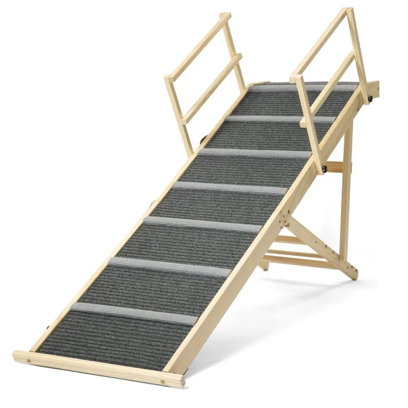 

Family car non-slip pet stairs, folding wooden dog stairs, multi-gear adjustable pet ladders