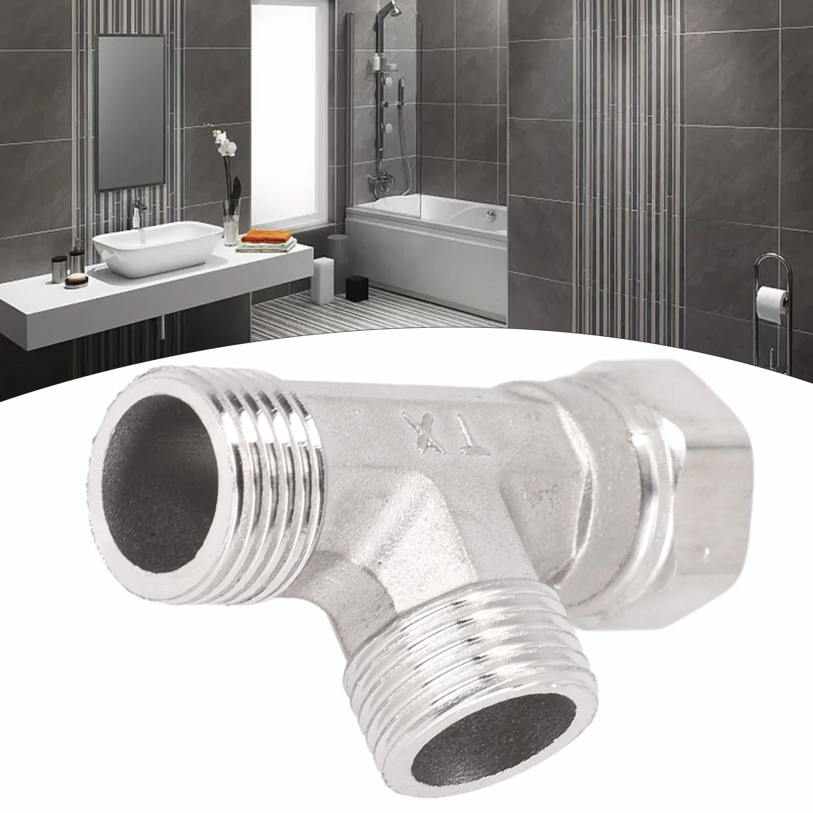 G1/2 T-Adapter 3 Ways Valve Toilet Diverter Valve Stainless Steel Bidet Sprayer Shower Fitting Bathroom Shower Water Splitter
