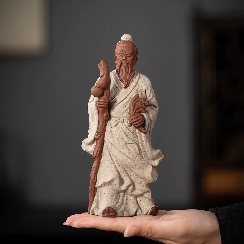 Ancient Chinese Physician Figure, Bian Que & Sun Simiao Ceramic Statue, Traditional Chinese Medicine Culture Home Decor for Stud
