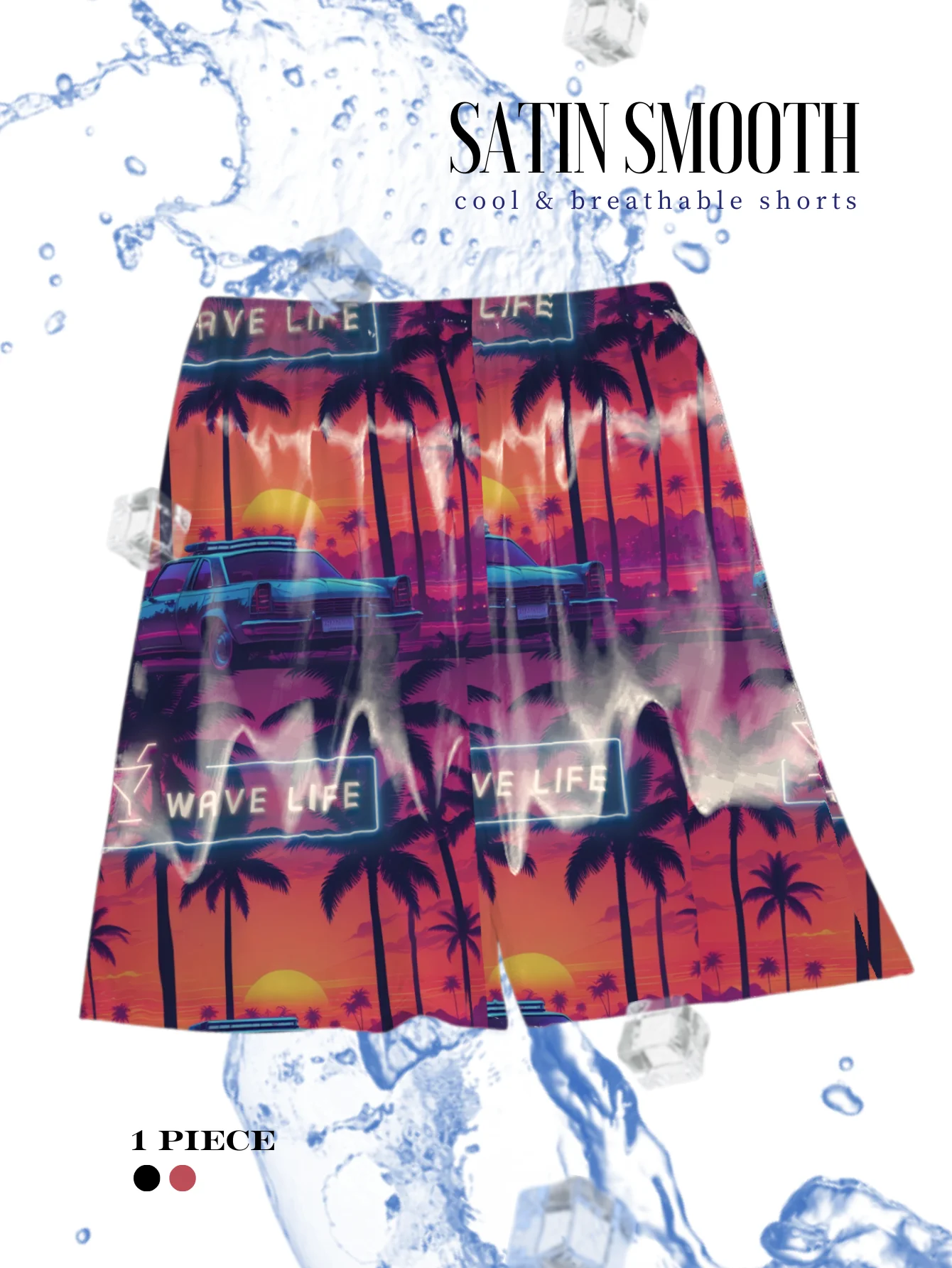 

1Pc NEW Hot Men’s Sunset Palm Tree Print Shorts Sheer Metallic Glossy Pants Comfortable Casual Sexy Sleepwear Men Underwear