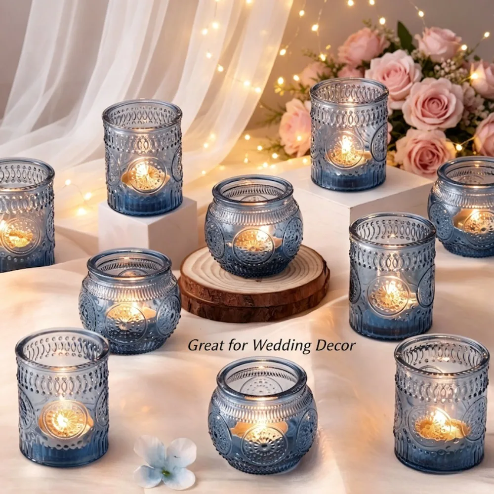 6/12 Stück Kreative Votivglas-Kerzenhalter LED-Kerzen Teelicht-Kerzenständer für Zuhause Geburtstag Hochzeit Tischdekoration