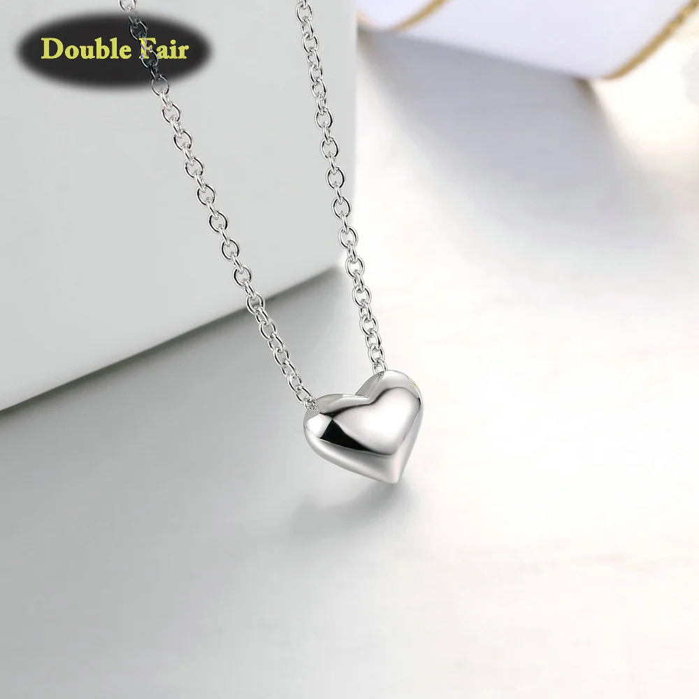 Love Cute Metal Heart Chain Necklace & Pendant For Women/Female Rose Gold Color Simple Style Fashion Jewelry Gift DWN099