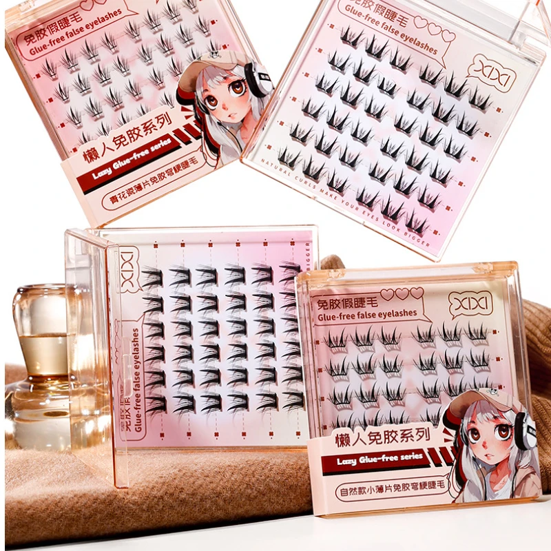 자체 접착 가짜 속눈썹 클러스터 확장 부드러운 얇은 속눈썹 은은한 메이크업을 위한 보이지 않는 밴드 간편한 적용