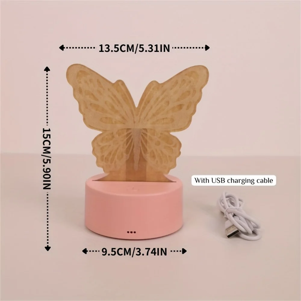 Imagem -05 - Borboleta 3d Led Night Light Touch Illusion Light Lâmpada de Mesa Usb para Quarto Mesa de Cabeceira Presente Romântico Mudança de Cores 16