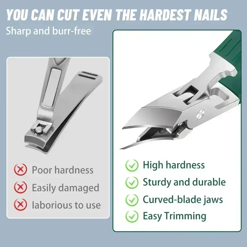 Thick Nail Sufferers’ Go-To: 3-Piece Green Eagle Beak Kit – Effortless Cutting + Gentle Ingrown Care + Smooth Filing