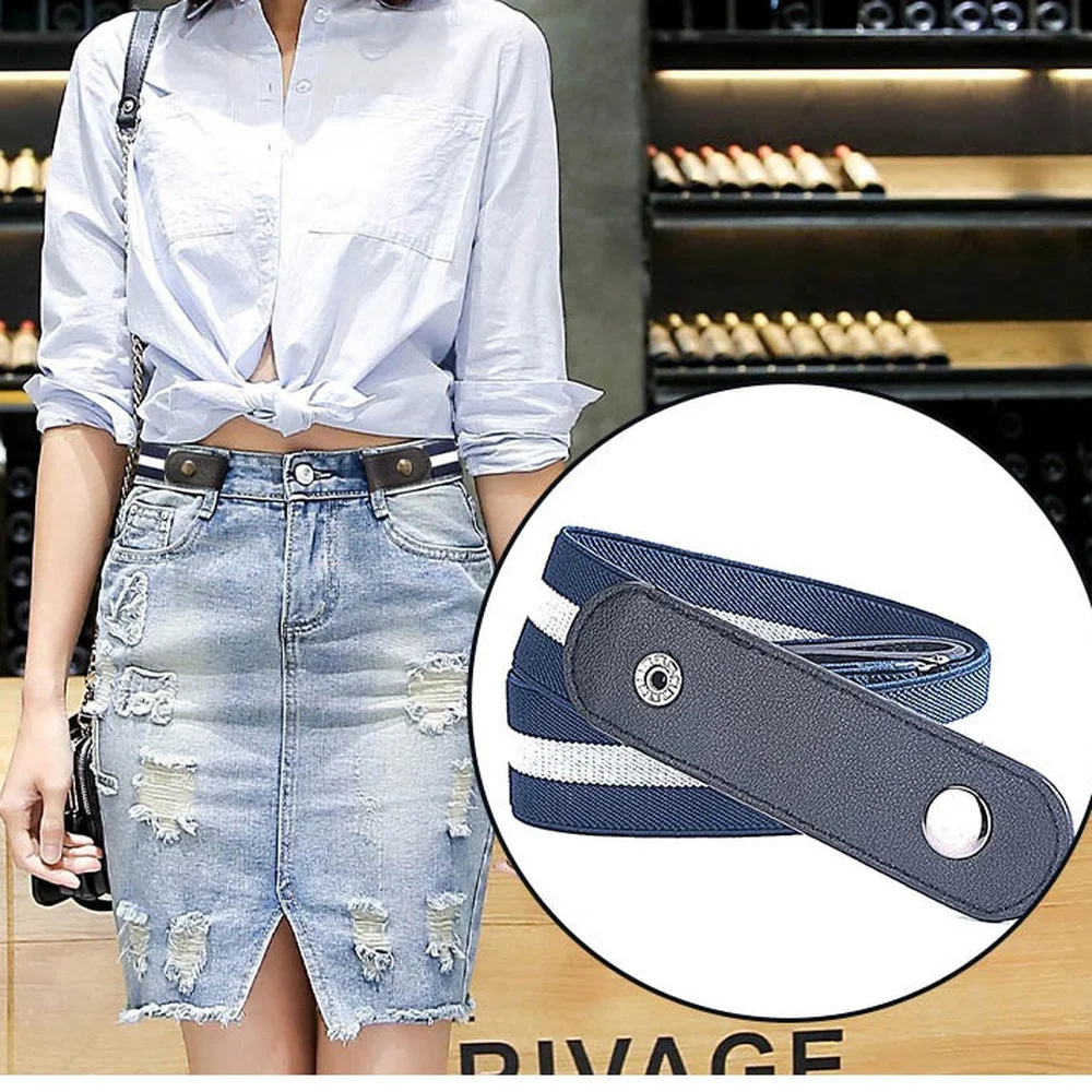 

Buckle-Free Belt for Pants Dresses No Buckle Stretch Elastic Women/Men Bulge Hassle Waist