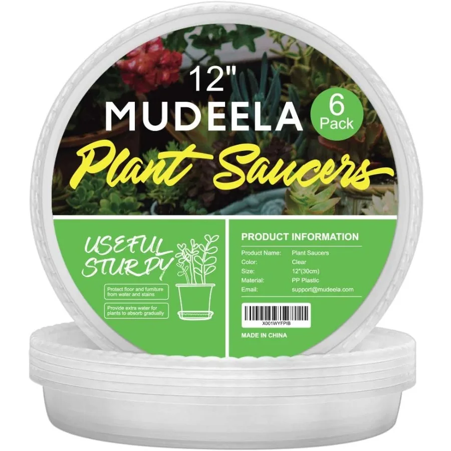 

Plant Saucer 6 Pack of 12 inch Durable Plastic Plant Trays for Indoors Clear Plastic Flower Plant Pot Saucer Made of Thicker St