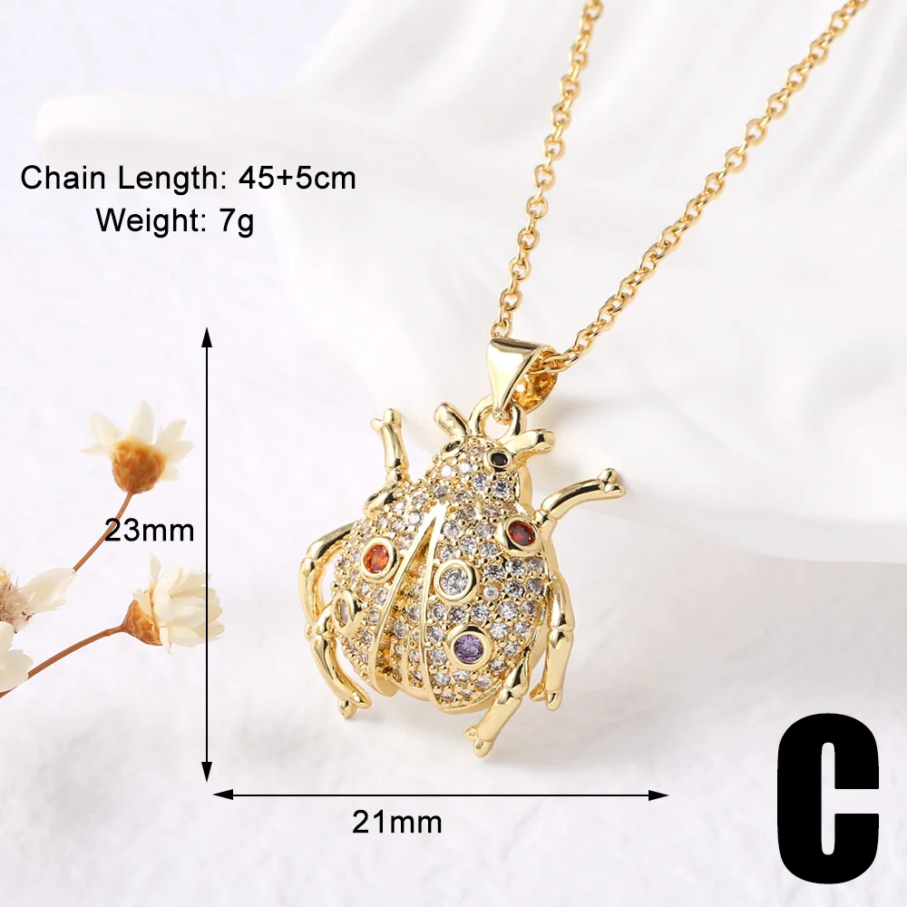 FLOLA 絶妙なクリアクリスタル魚ロブスターネックレス女性のためのゴールドメッキてんとう虫ネックレス CZ ジュエリーギフト nkeb290