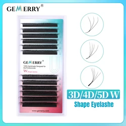 Gemerry YY 3D 4D 5D W 모양 속눈썹 연장, L/LU 컬, 프리메이드 볼륨 팬, 부드러운 인조 밍크, 자연스러운 속눈썹, 쉬운 팬 속눈썹