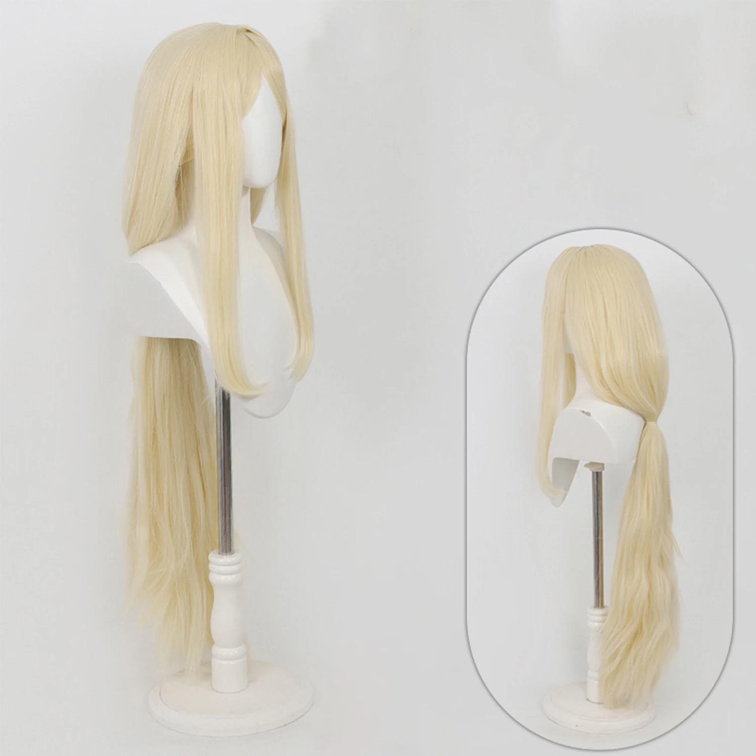 August Stilzg Gachiakuta Cos Wig Cream Yellow Long Straight Synthetic Realistic Scalp Cornrow Ponytail Game Comic‑Con Halloween