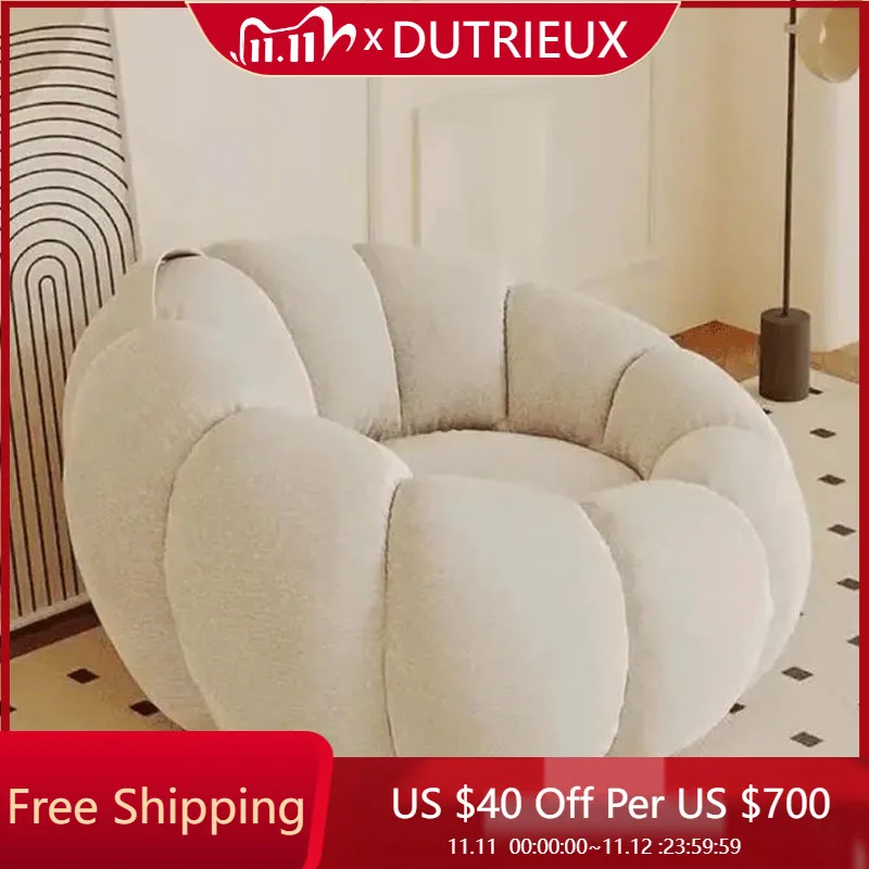 

White Cream Living Room Chairs Throne Design Luxury Aesthetic Decoration Low Chairs Comfortable Fauteuil Postmodern Furniture