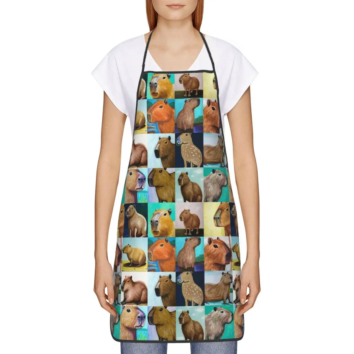 Capybara Collage Apron Women Men Unisex Bib Kawaii Animal Cooking Kitchen Tablier Cuisine Chef Baking