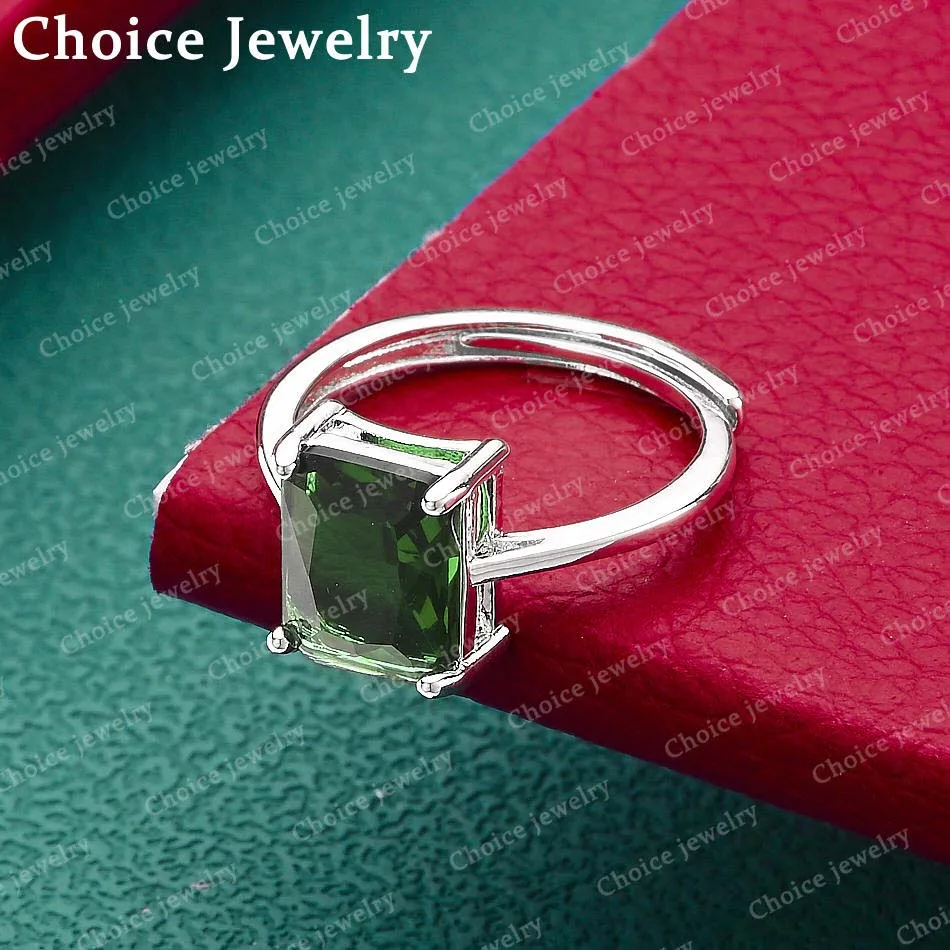 

Кольцо из стерлингового серебра 925 пробы в классическом стиле с прямоугольным цирконом для женщин, модное ювелирное украшение, идеально подходящее для повседневных аксессуаров