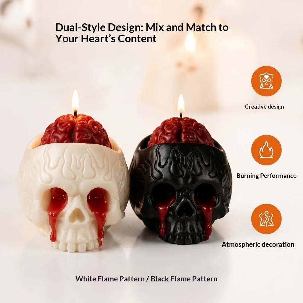 Halloween Scented Candles in the Shape of Skulls, Smokeless Scented Candles Suitable for Home and Store Decoration, Party Favors, Souvenirs, Holiday Decor Candles