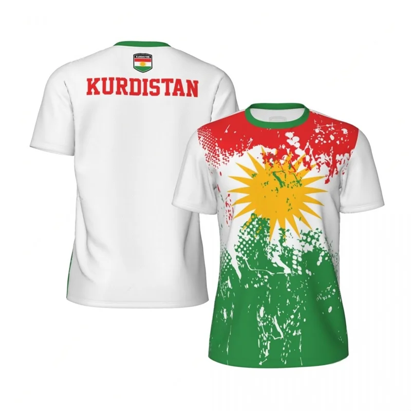 

Kurdistan Flag Graphic Mens Football Jersey Fashion National Emblem 3D Printed Sports T Shirt Casual Oversized Breathable Tees