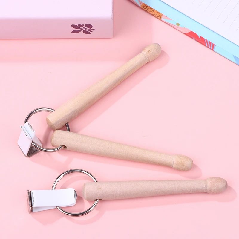 أعواد طبلة صغيرة سلسلة المفاتيح أفخاذ خشبية قرع حلقة رئيسية الإكسسوارات #4
