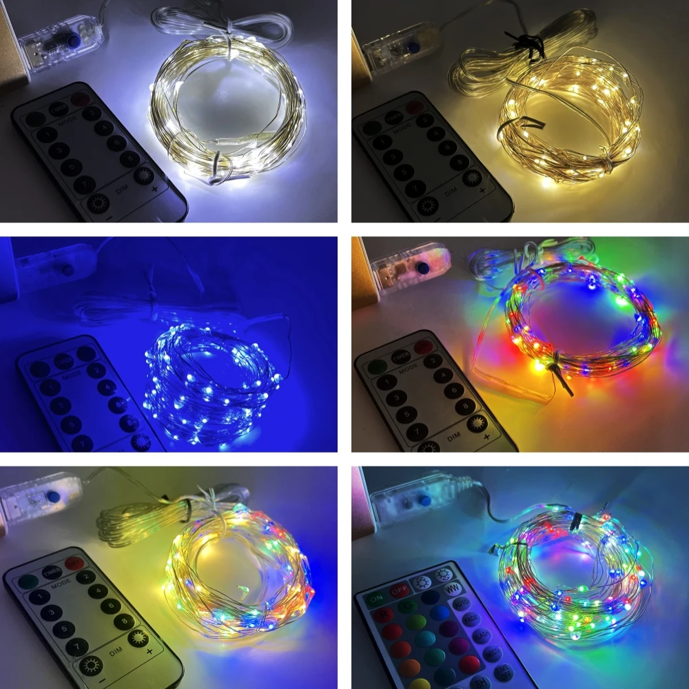5V USB LED String Light 5M 10M Copper Wire Christmas Fairy Light Remiote Control Holiday Light Wedding Party Decor Waterproof