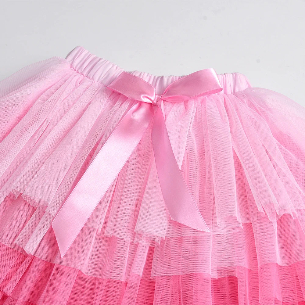 VIKITA Mädchen-Tutu-Rock aus rosa Ombre-Tüll mit Schleifenknoten, für Kinder, Prinzessin, Ballett, Prinzessin, Party, Tanz, lässig, elegant – Detail 7