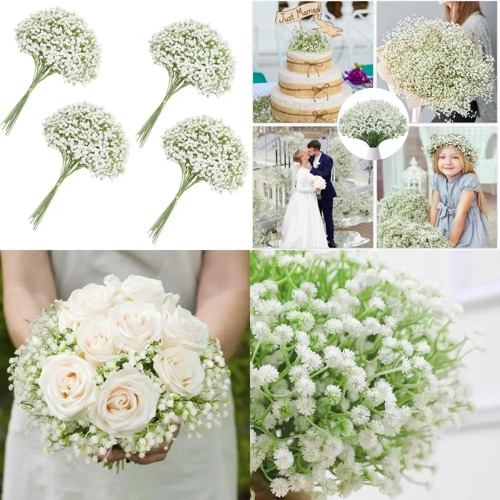 

120PC Baby Breath Artificial Flowers - Babies Breath Flowers Artificial Bulk Faux Flowers Bouquet White Flores Real Touch Fake F